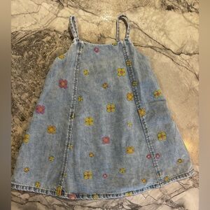 Zara Blue Denim Dress with Yellow and Pink Floral Accents